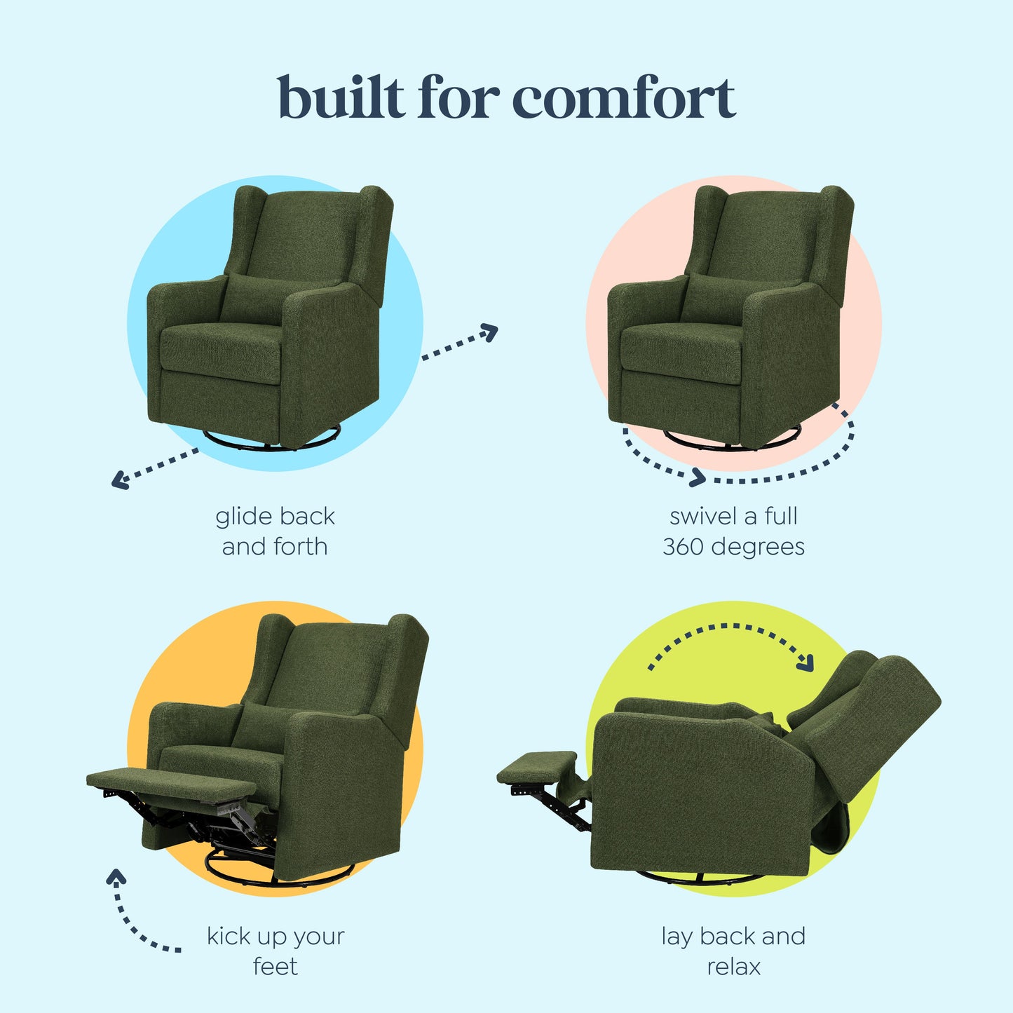 Arlo Recliner and Swivel Glider | Water Repellent & Stain Resistant Fabric