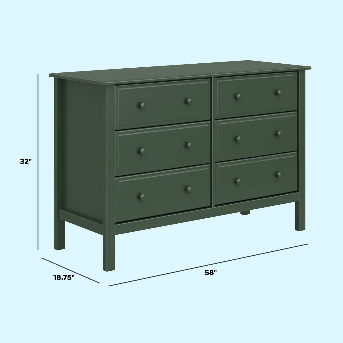 Jayden 6-Drawer Double Wide Dresser