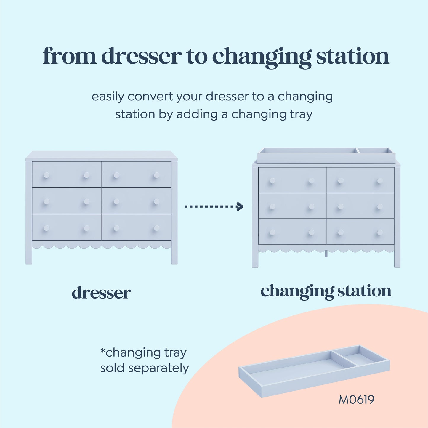 Sammy Scallop 6-Drawer Dresser