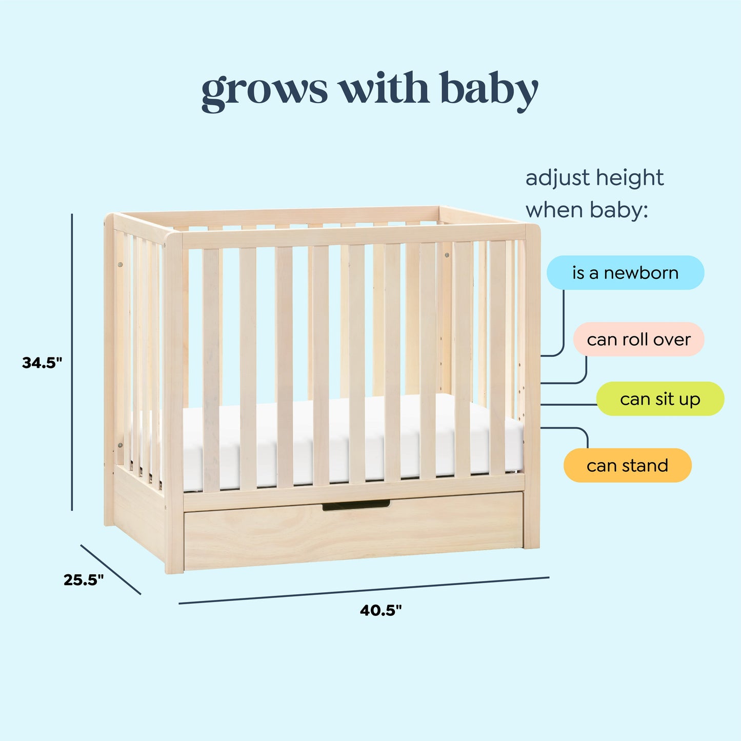 Colby 4-in-1 Convertible Mini Crib with Trundle