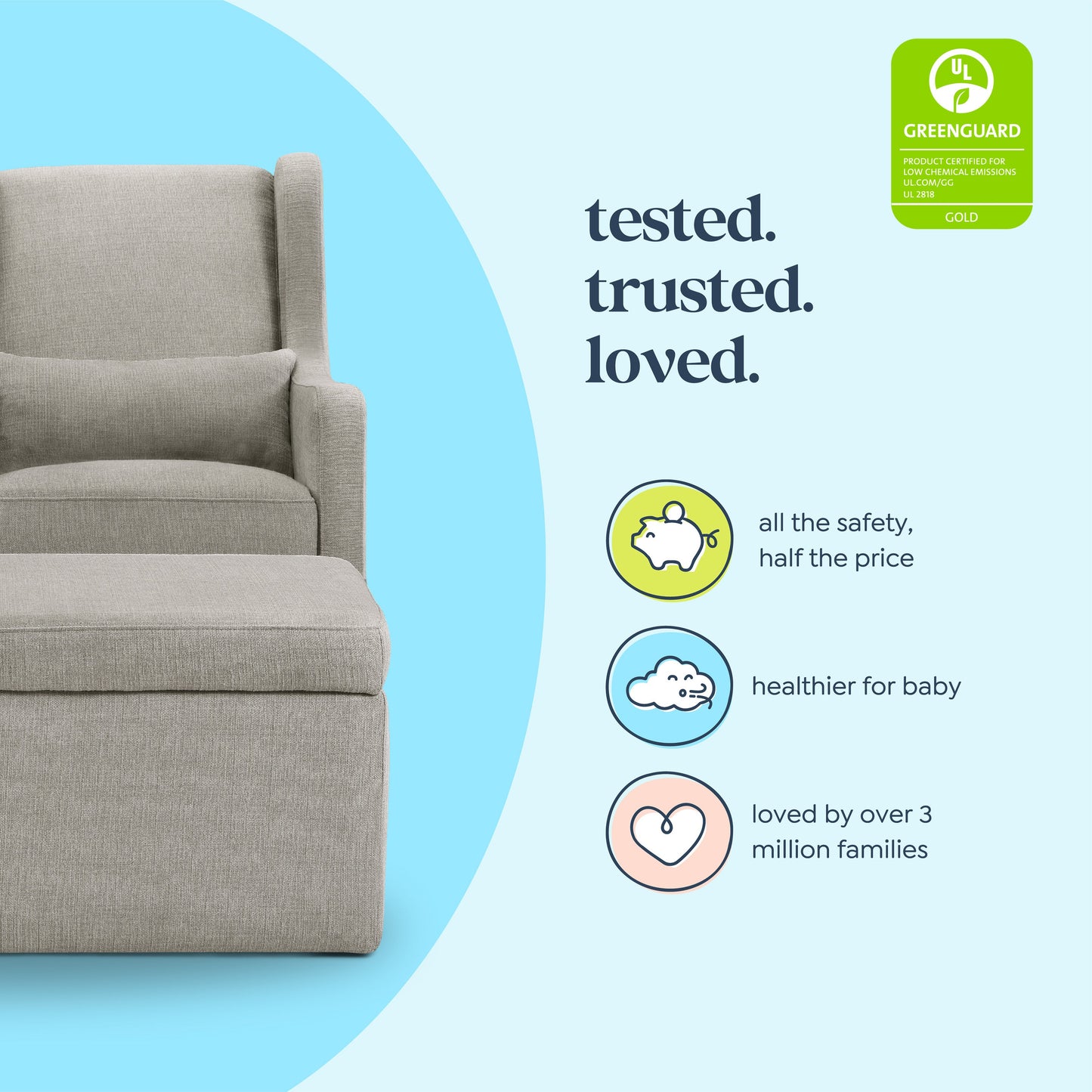 Adrian Swivel Glider with Storage Ottoman | Water Repellent & Stain Resistant fabric