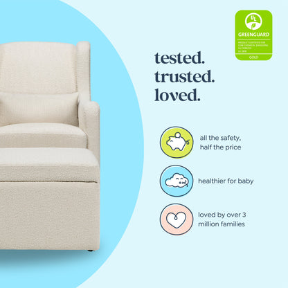 Adrian Swivel Glider with Storage Ottoman | Ivory Boucle fabric