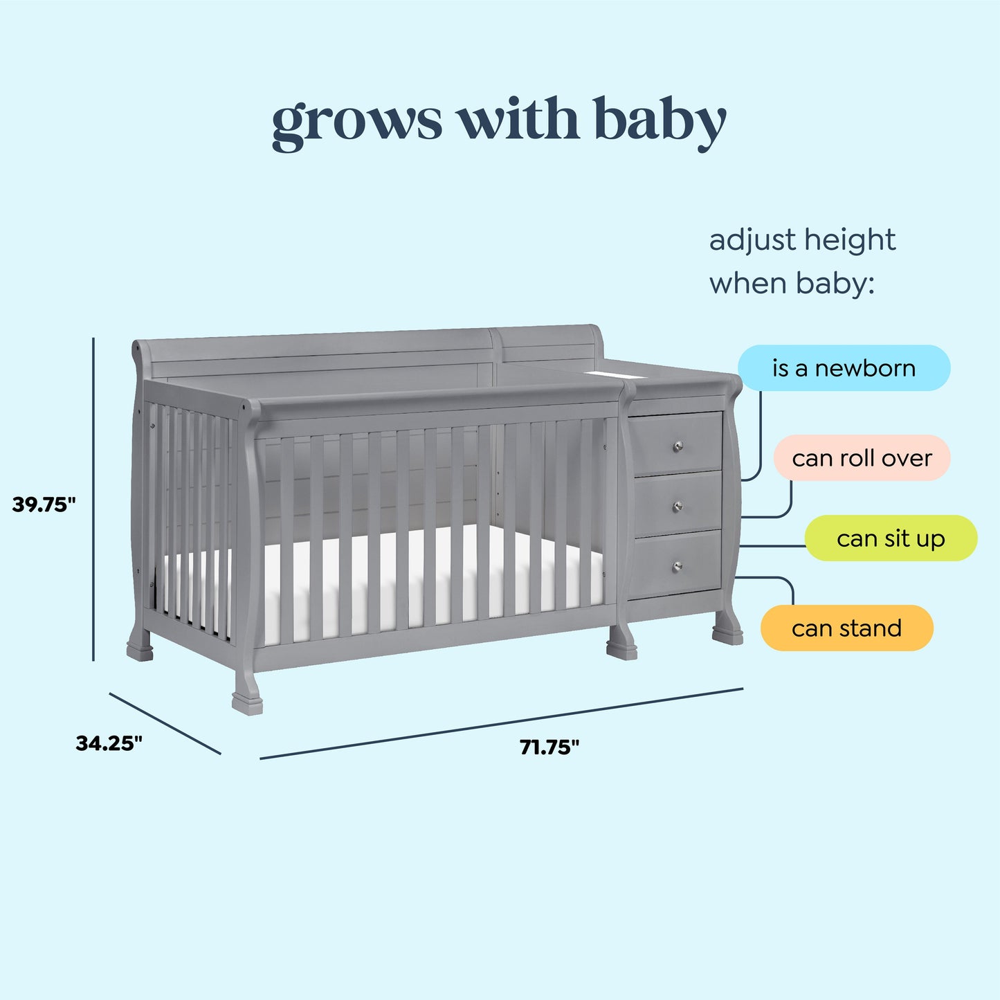 Kalani 4-in-1 Crib and Changer Combo