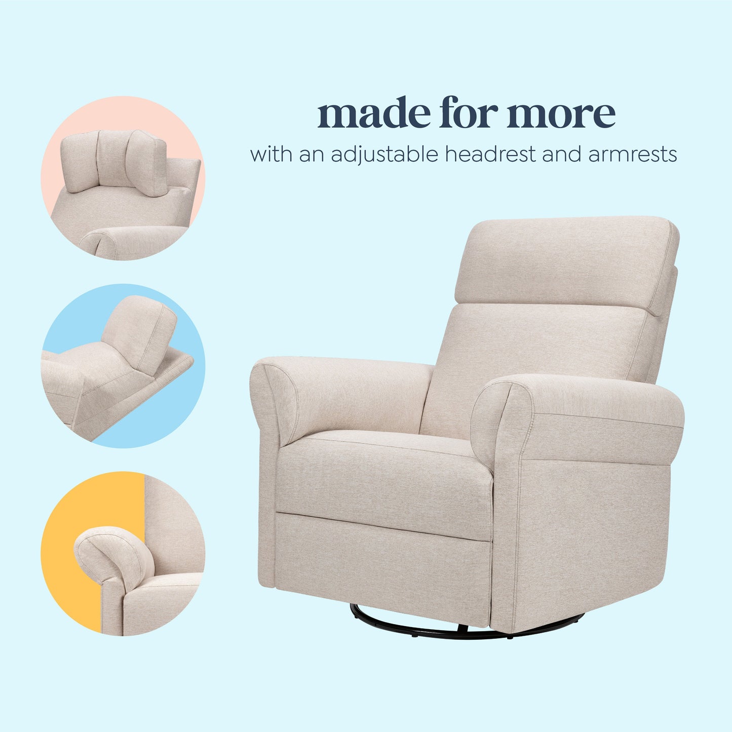 Suzy Flex Recliner and Swivel Glider | Adjustable Headrest and Armrests