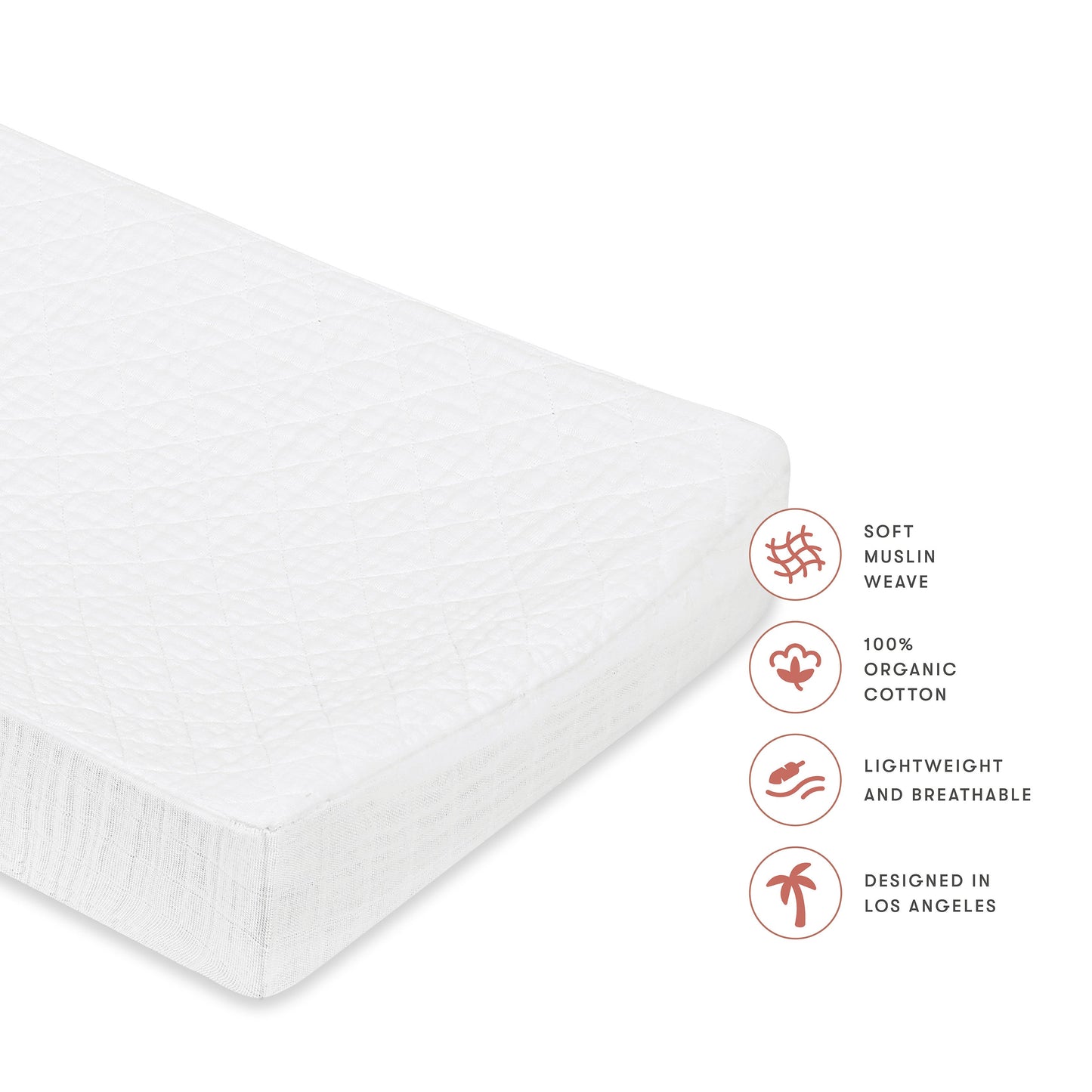 Quilted Changing Pad Cover in GOTS Certified Organic Muslin Cotton