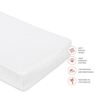 Quilted Changing Pad Cover in GOTS Certified Organic Muslin Cotton
