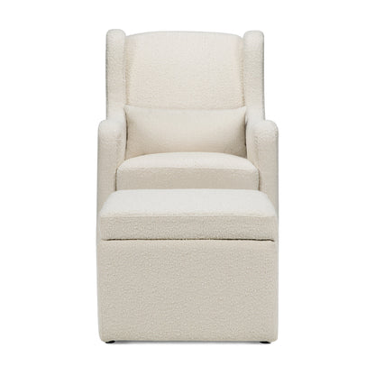 Adrian Swivel Glider with Storage Ottoman | Ivory Boucle fabric