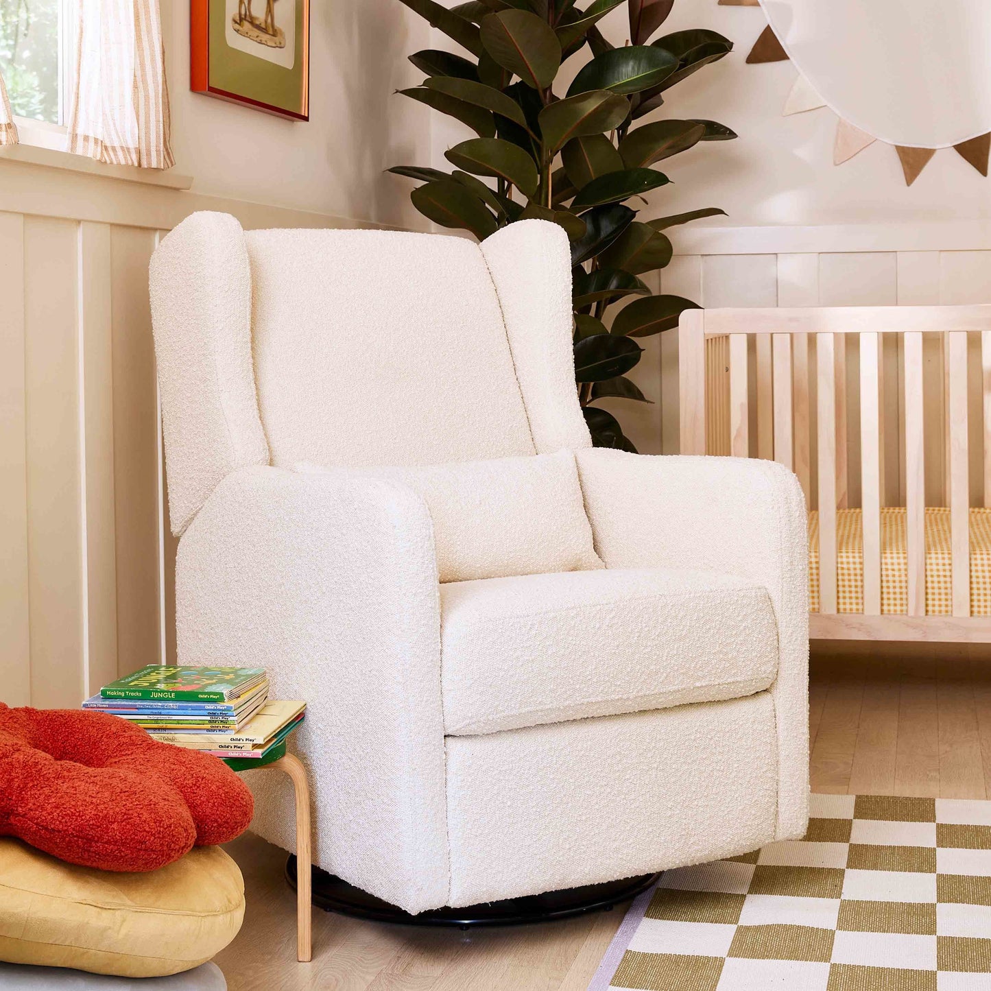 Arlo Recliner and Swivel Glider | Ivory Boucle Fabric