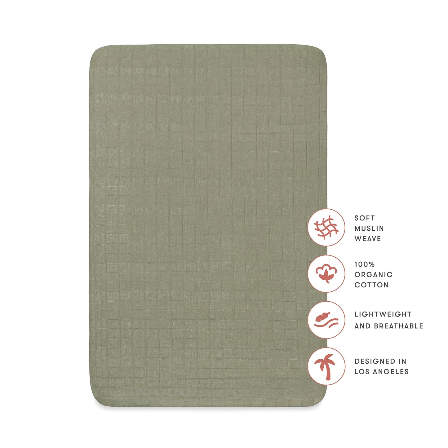 Mini Crib Sheet in GOTS Certified Organic Muslin Cotton