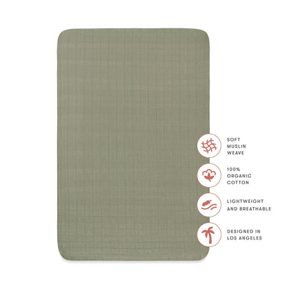 Mini Crib Sheet in GOTS Certified Organic Muslin Cotton