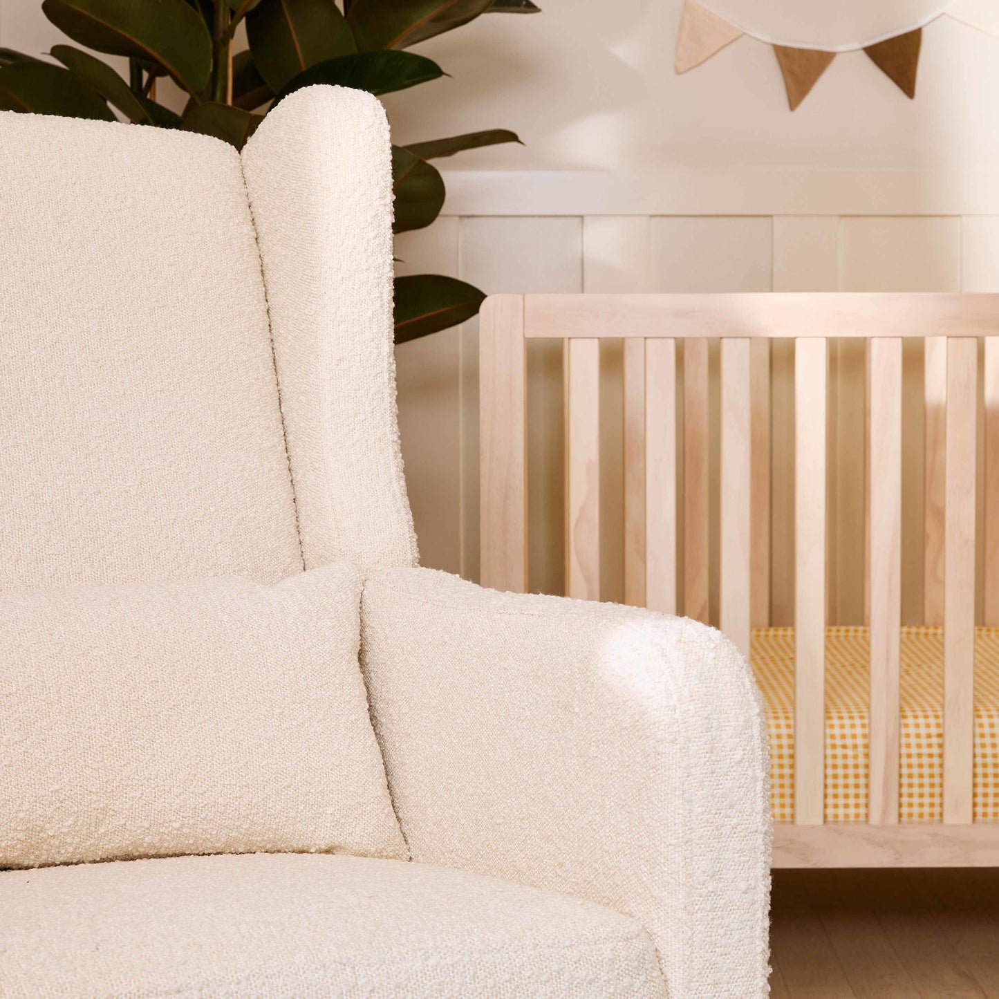 Arlo Recliner and Swivel Glider | Ivory Boucle Fabric