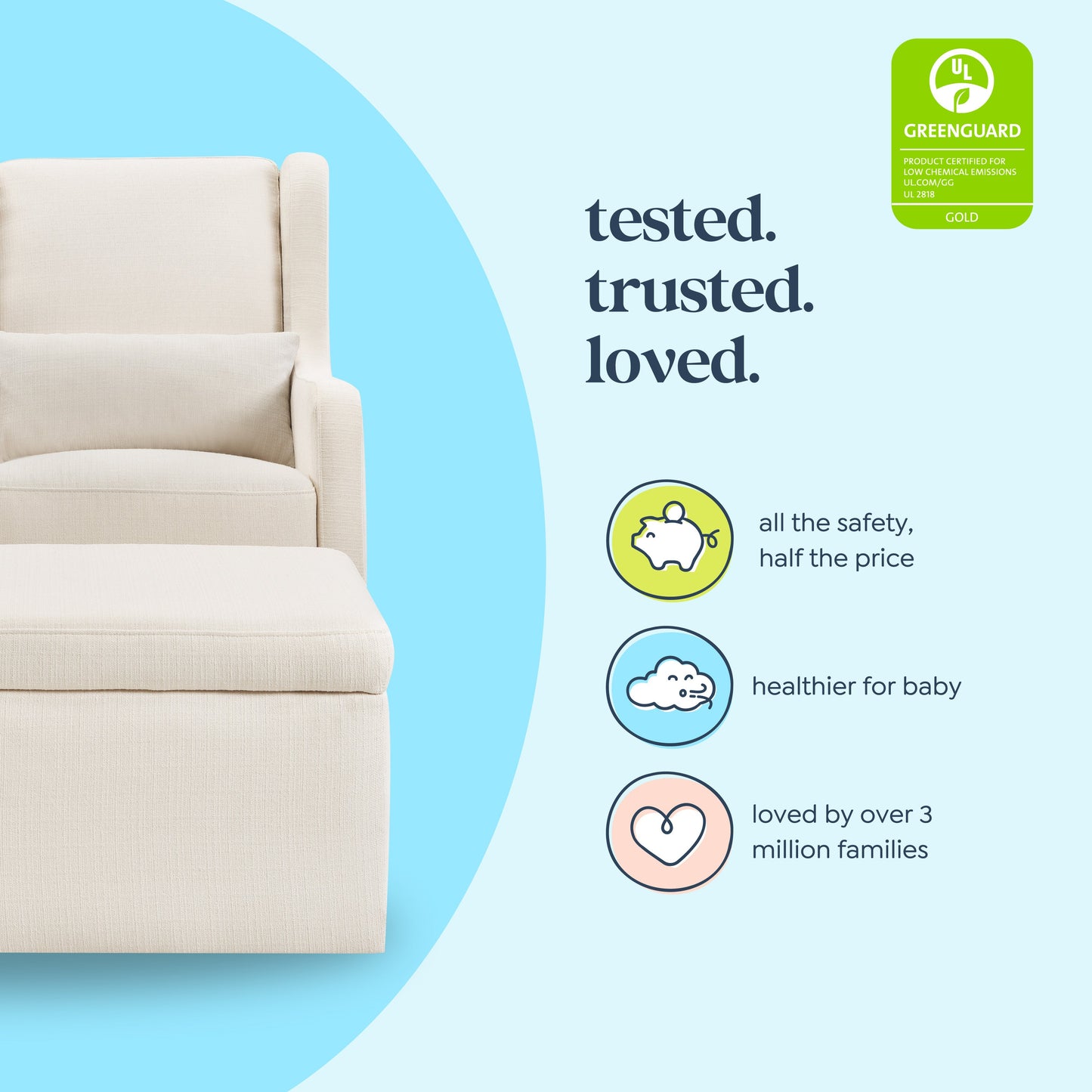 Adrian Swivel Glider with Storage Ottoman | Water Repellent & Stain Resistant fabric