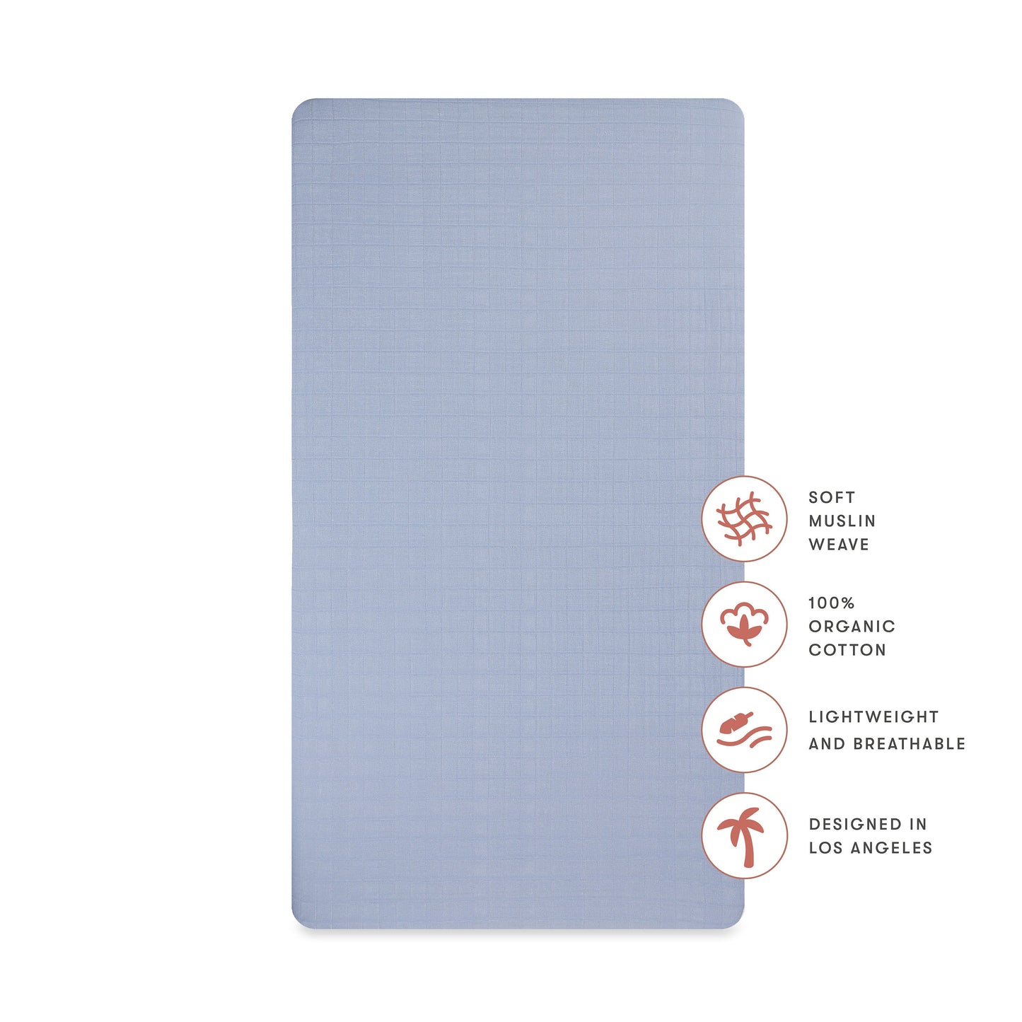 Crib Sheet in GOTS Certified Organic Muslin Cotton