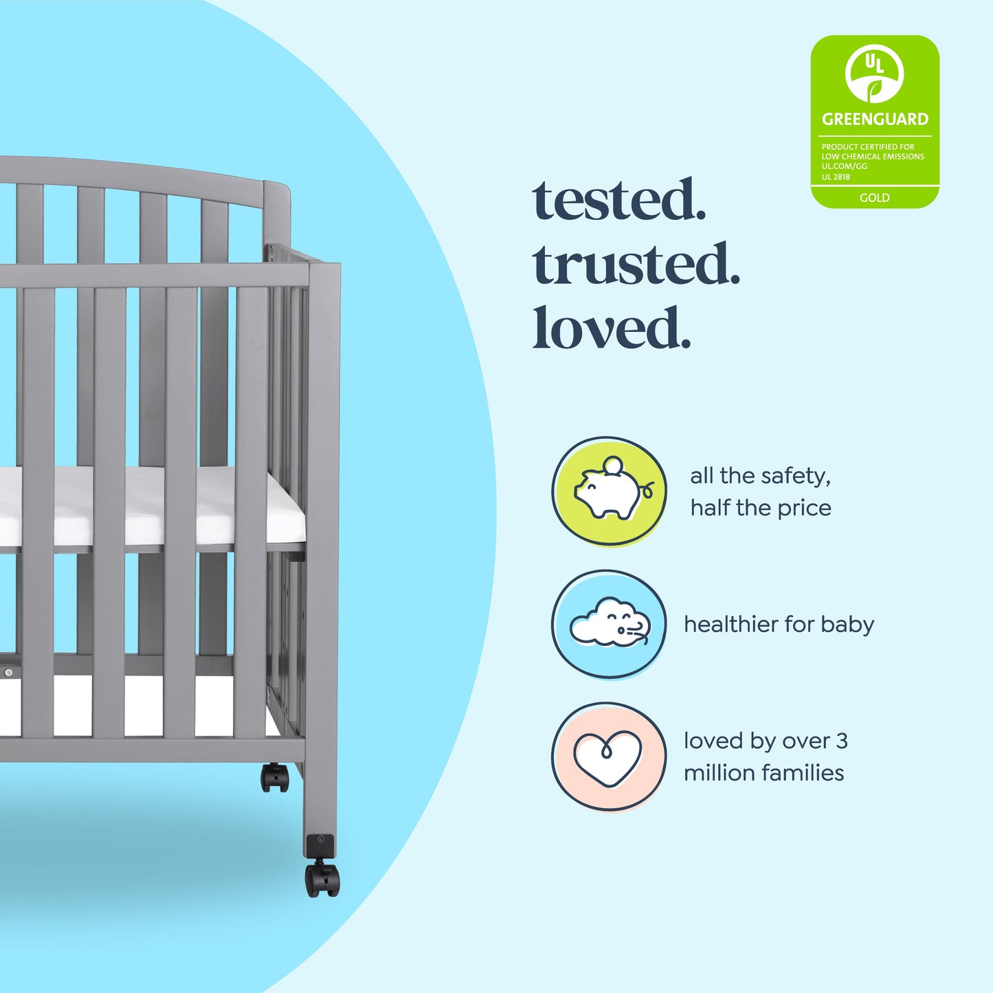 Dylan Folding Portable 3-in-1 Mini Crib