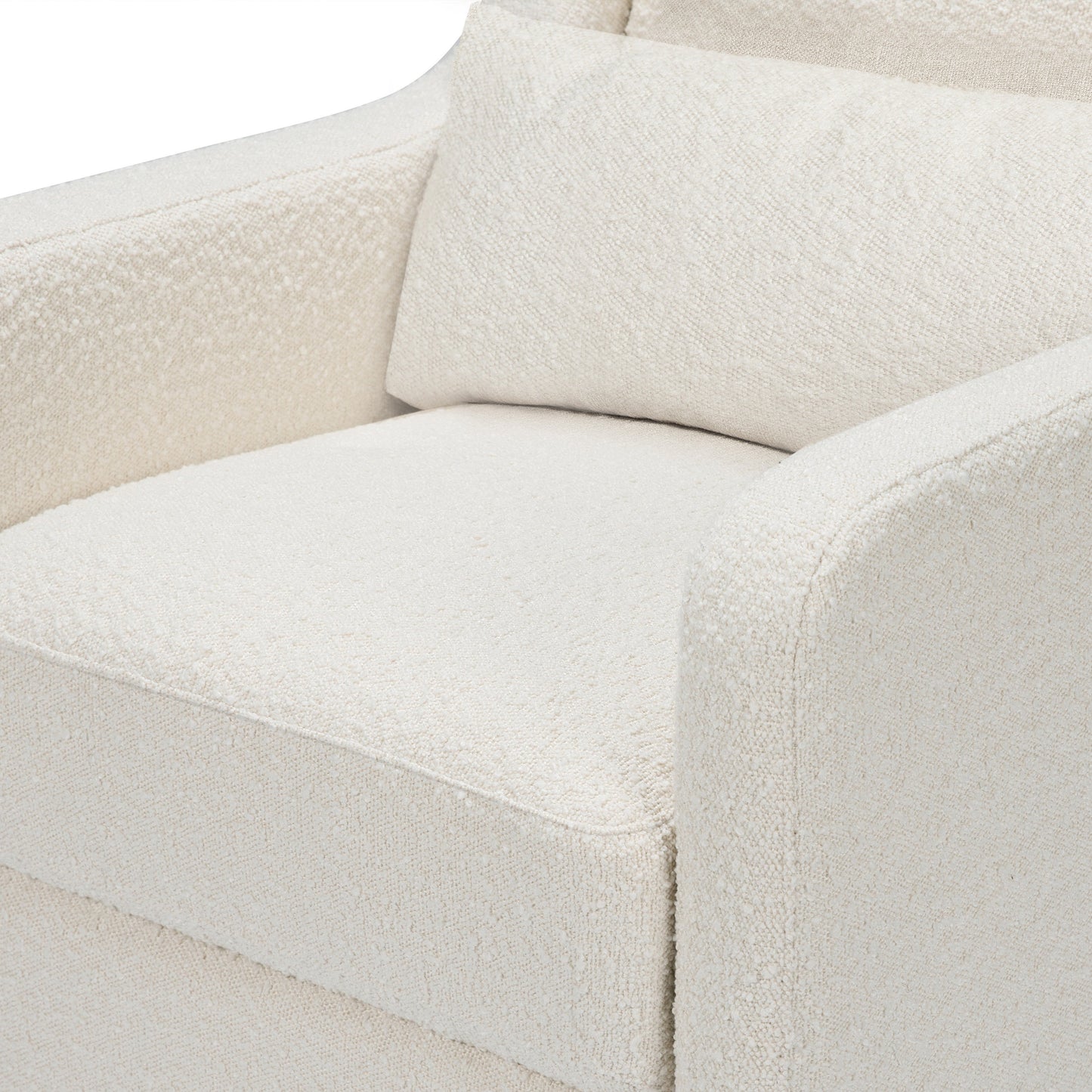 Adrian Swivel Glider with Storage Ottoman | Ivory Boucle fabric