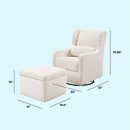 Adrian Swivel Glider with Storage Ottoman | Water Repellent & Stain Resistant fabric