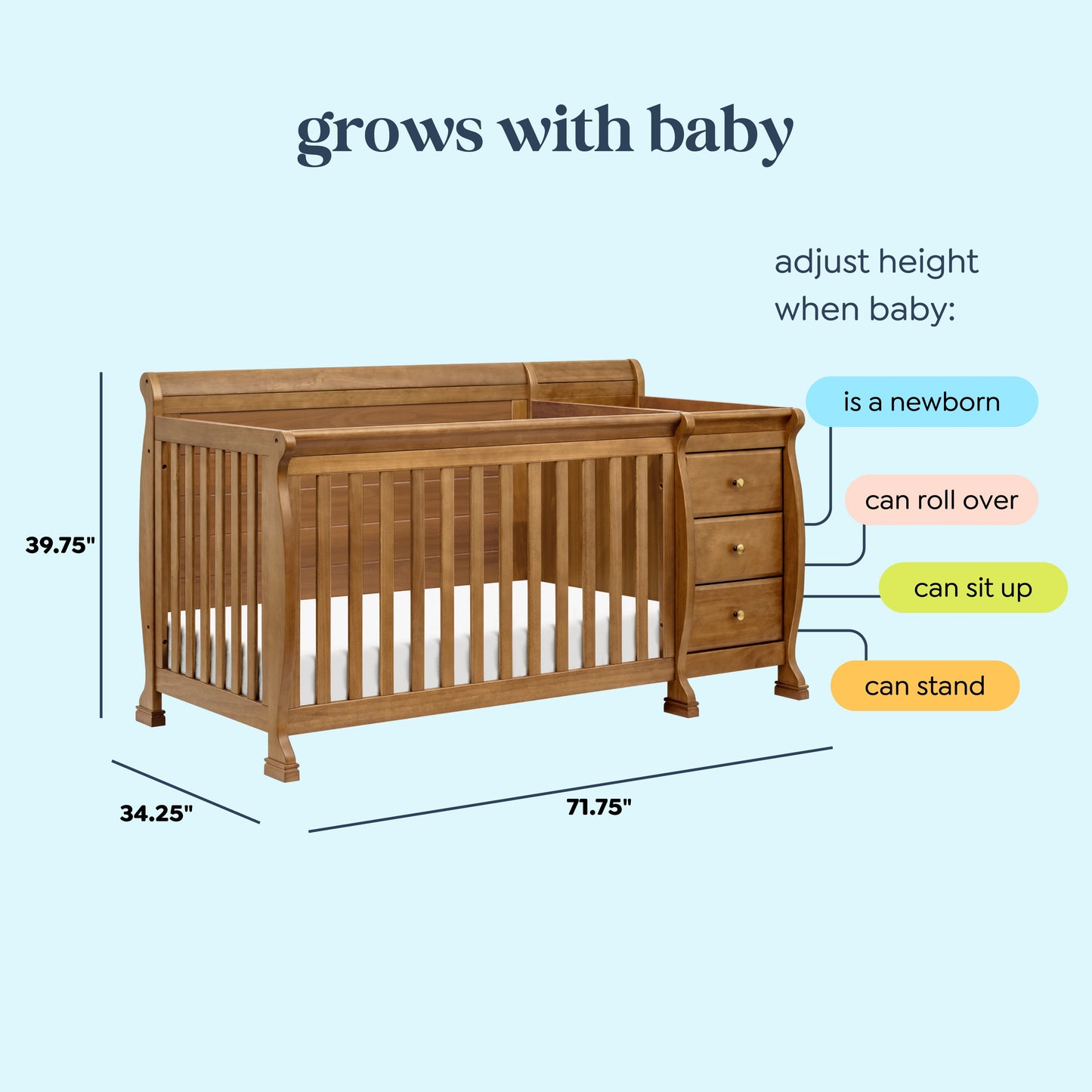 Kalani 4-in-1 Crib and Changer Combo