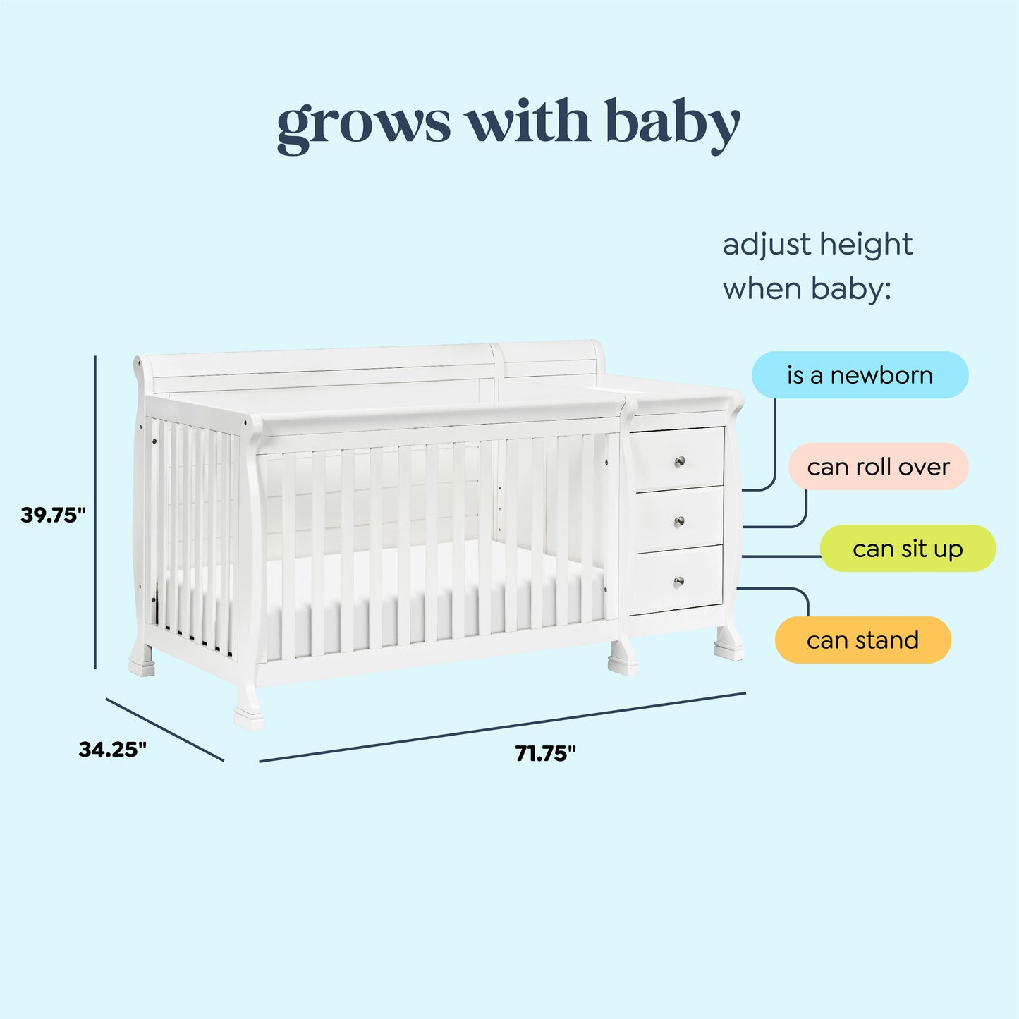 Kalani 4-in-1 Crib and Changer Combo