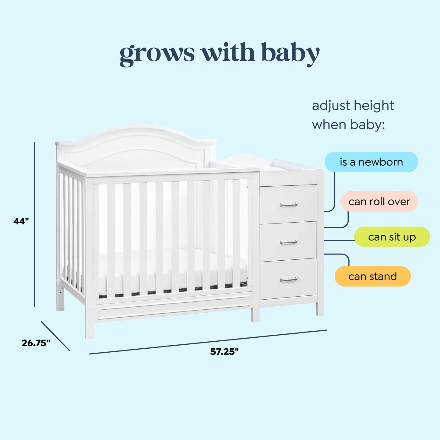 Charlie 4-in-1 Convertible Mini Crib & Changer