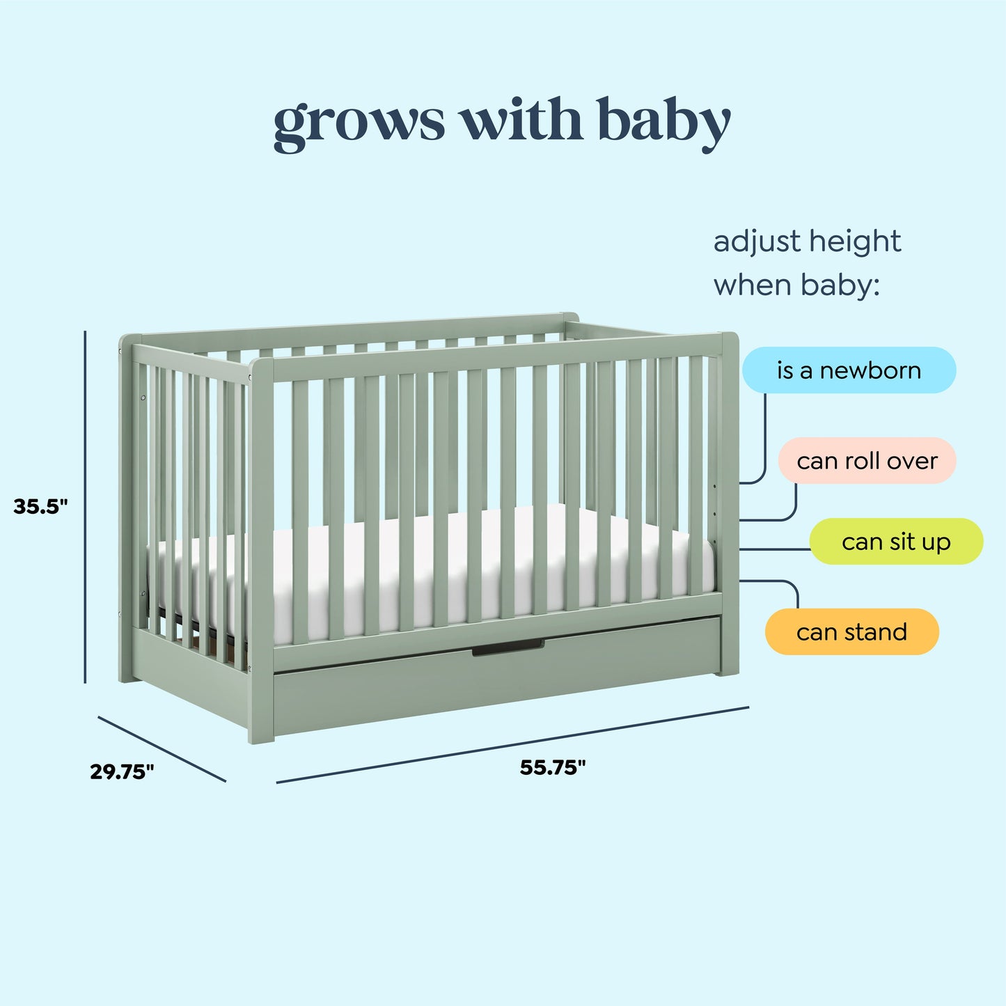 Colby 4-in-1 Convertible Crib with Trundle Drawer
