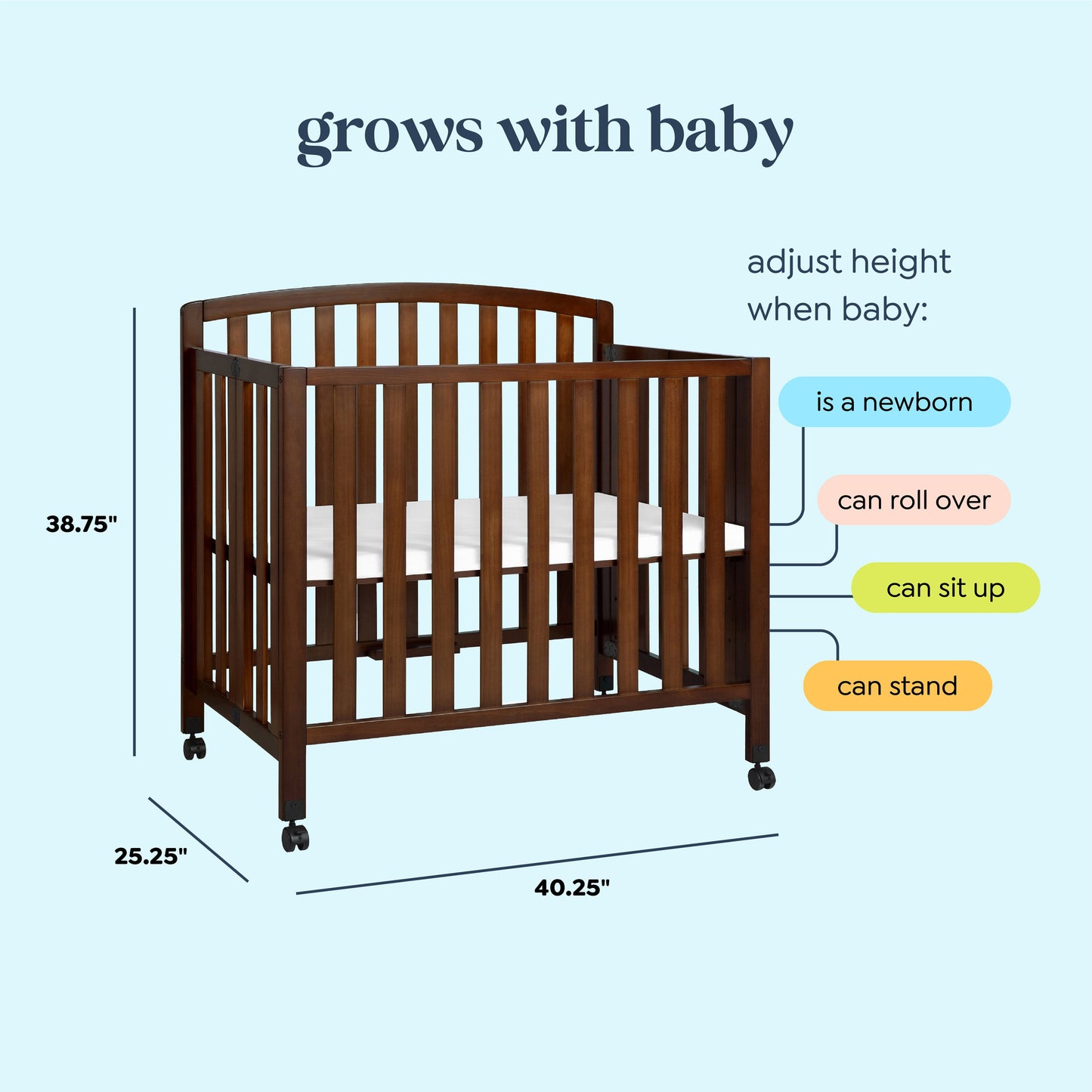 Dylan Folding Portable 3-in-1 Mini Crib