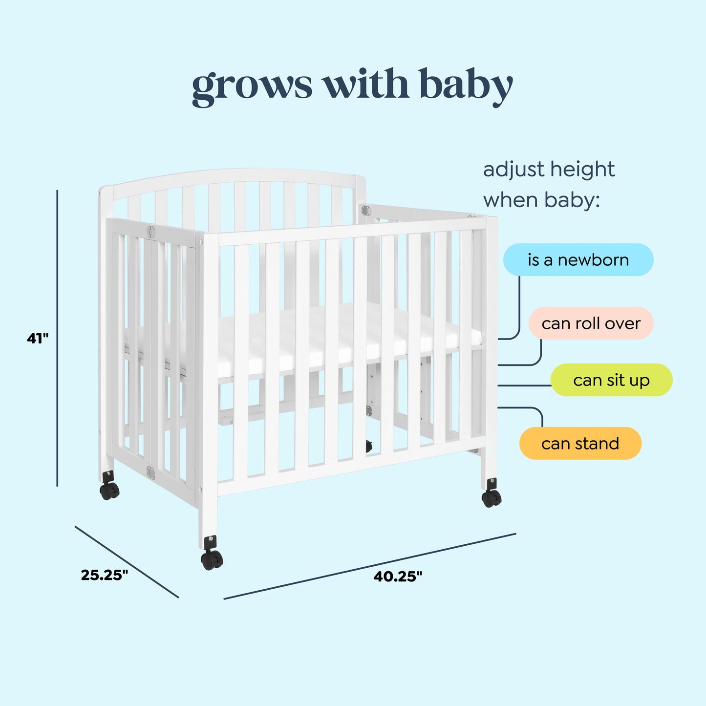 Dylan Folding Portable 3-in-1 Mini Crib