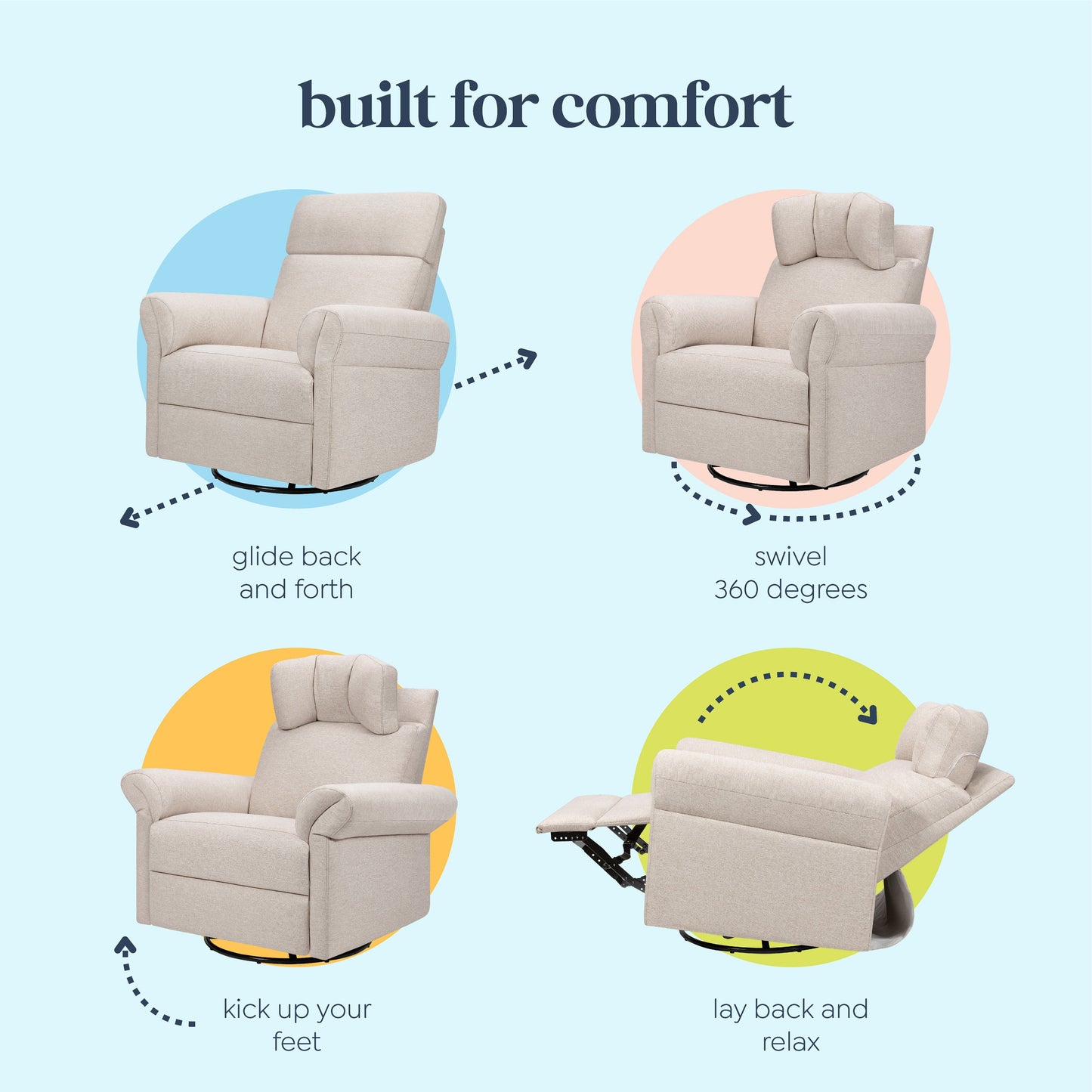 Suzy Flex Recliner and Swivel Glider | Adjustable Headrest and Armrests