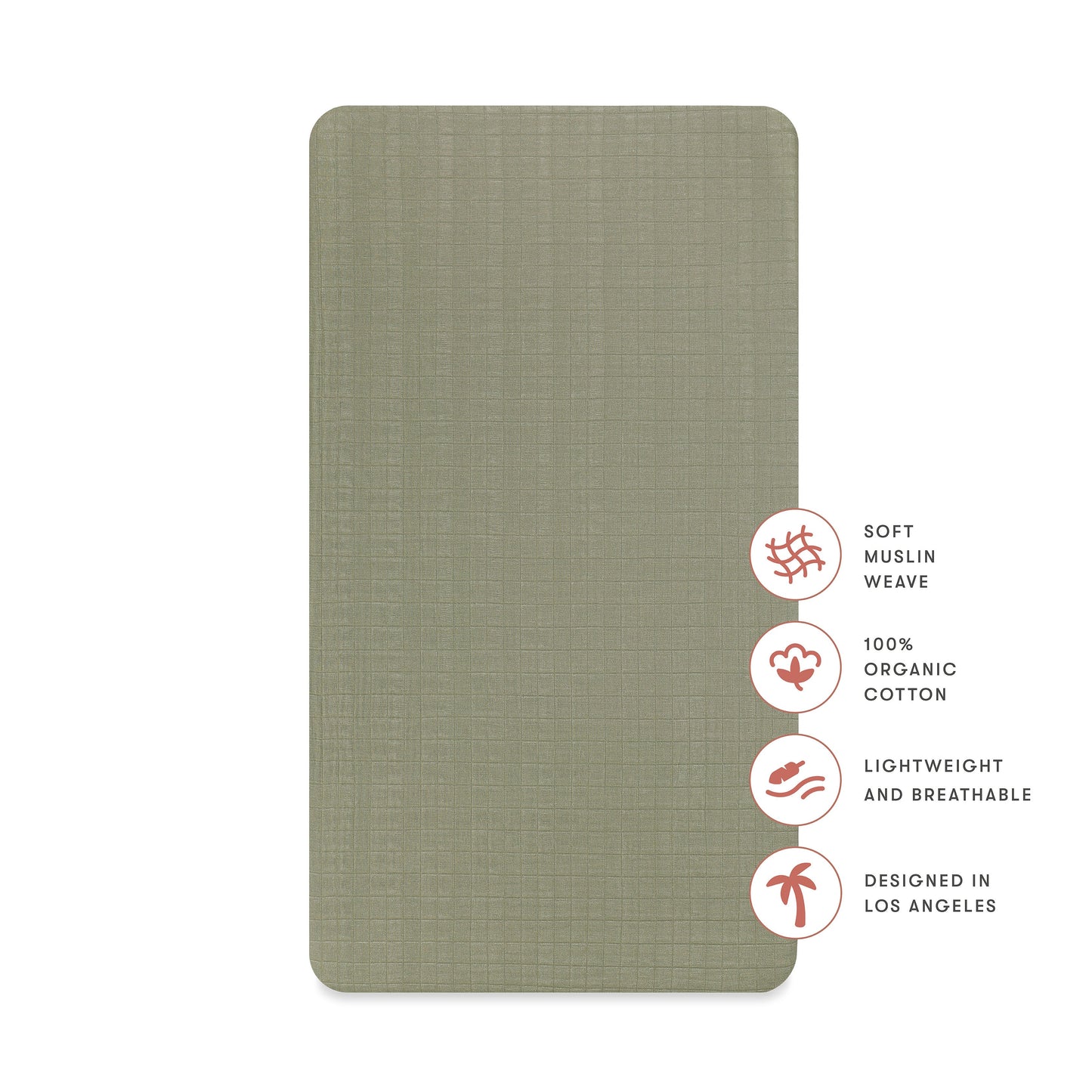 Crib Sheet in GOTS Certified Organic Muslin Cotton