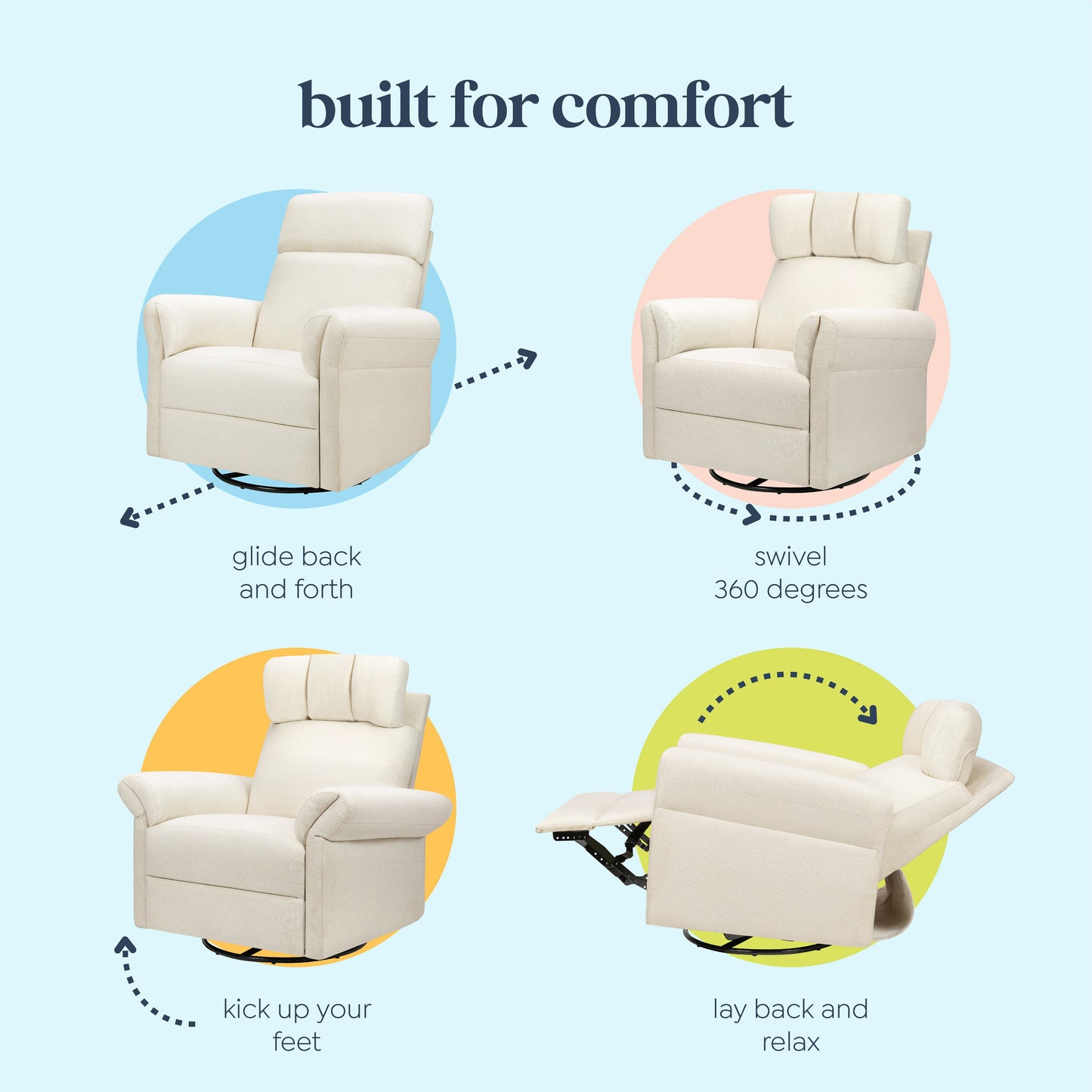 Suzy Flex Recliner and Swivel Glider | Adjustable Headrest and Armrests