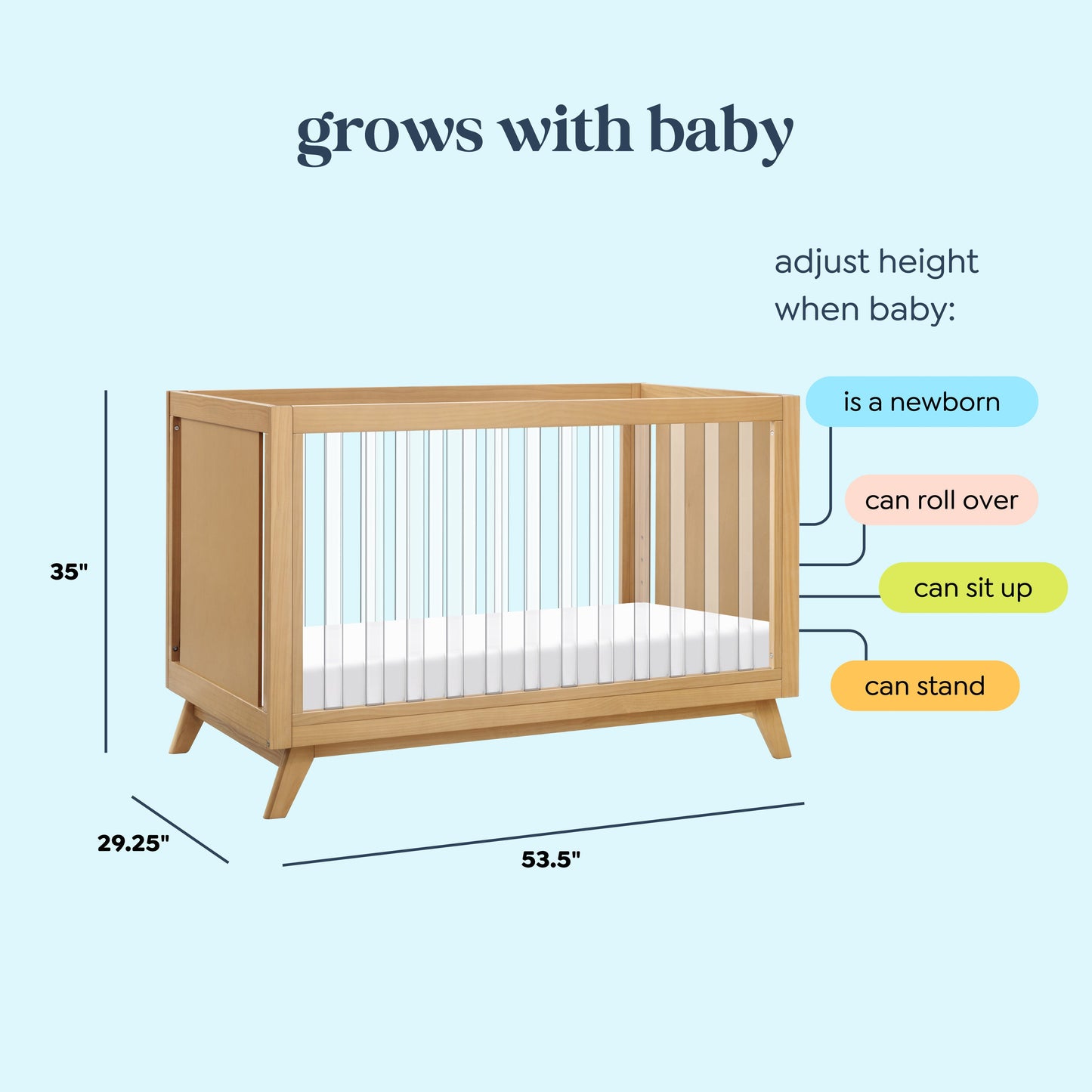 Otto 3-in-1 Convertible Crib | Acrylic Slats
