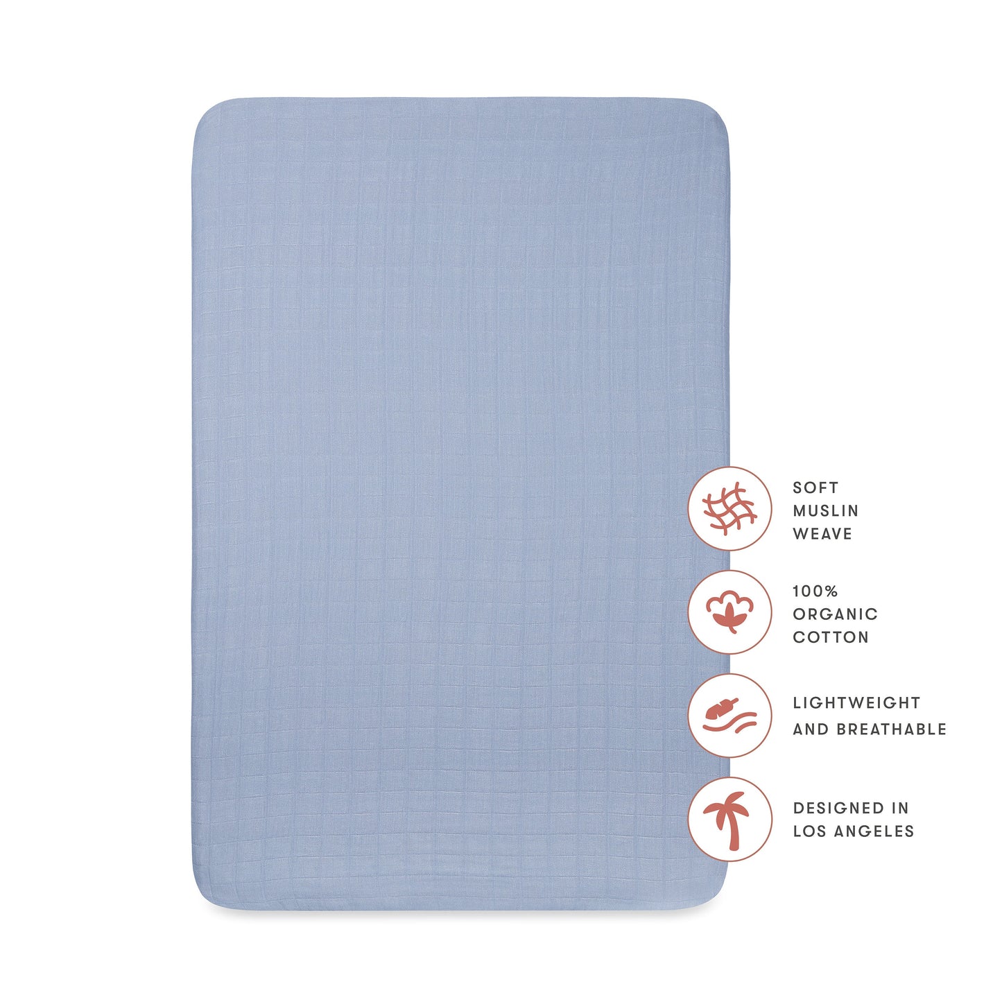 Mini Crib Sheet in GOTS Certified Organic Muslin Cotton