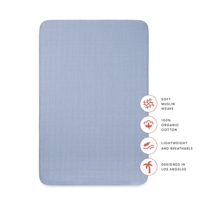 Mini Crib Sheet in GOTS Certified Organic Muslin Cotton