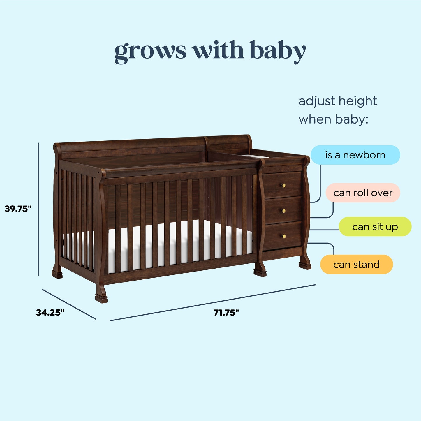 Kalani 4-in-1 Crib and Changer Combo