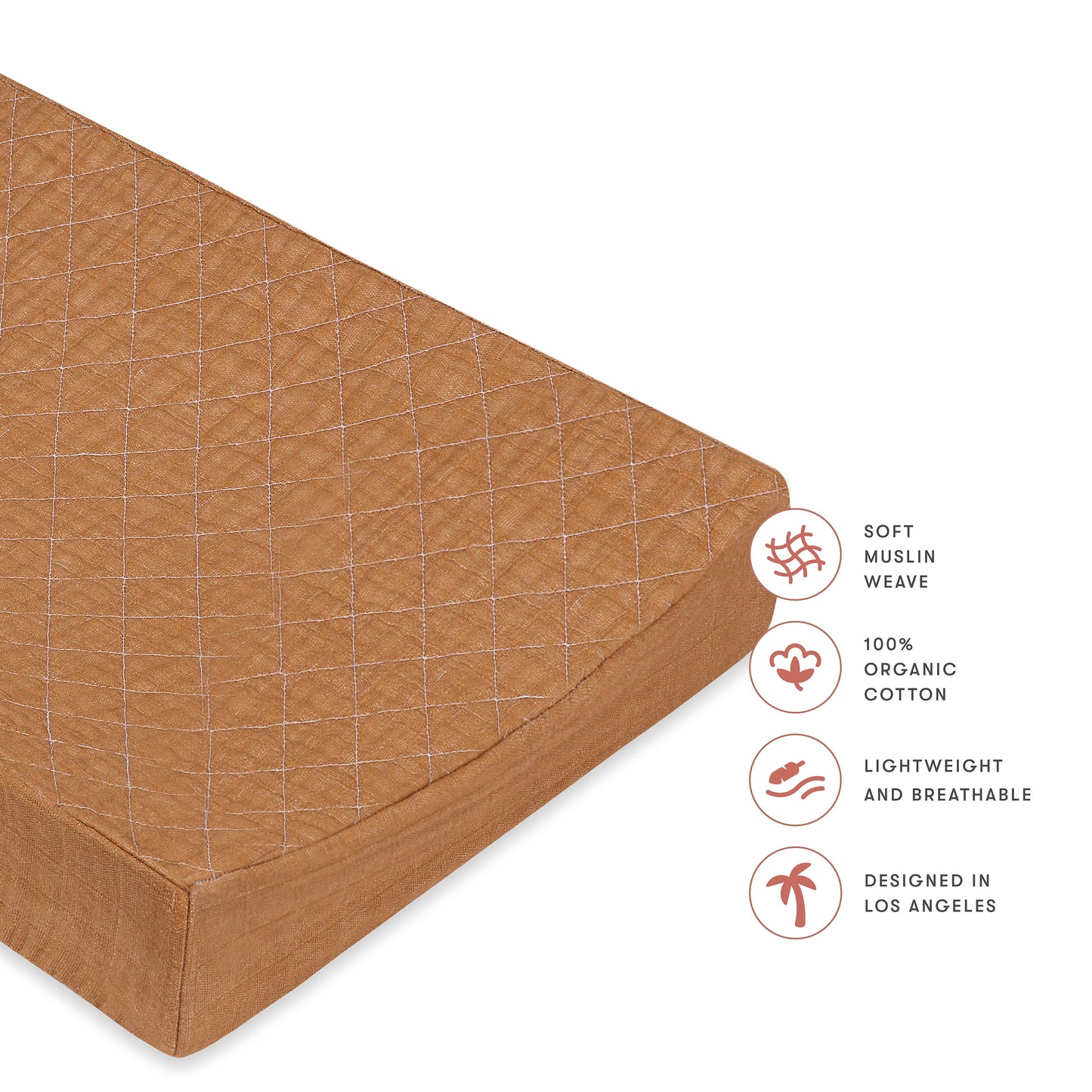 Quilted Changing Pad Cover in GOTS Certified Organic Muslin Cotton