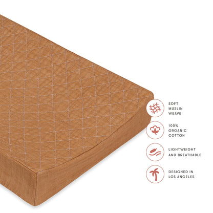 Quilted Changing Pad Cover in GOTS Certified Organic Muslin Cotton