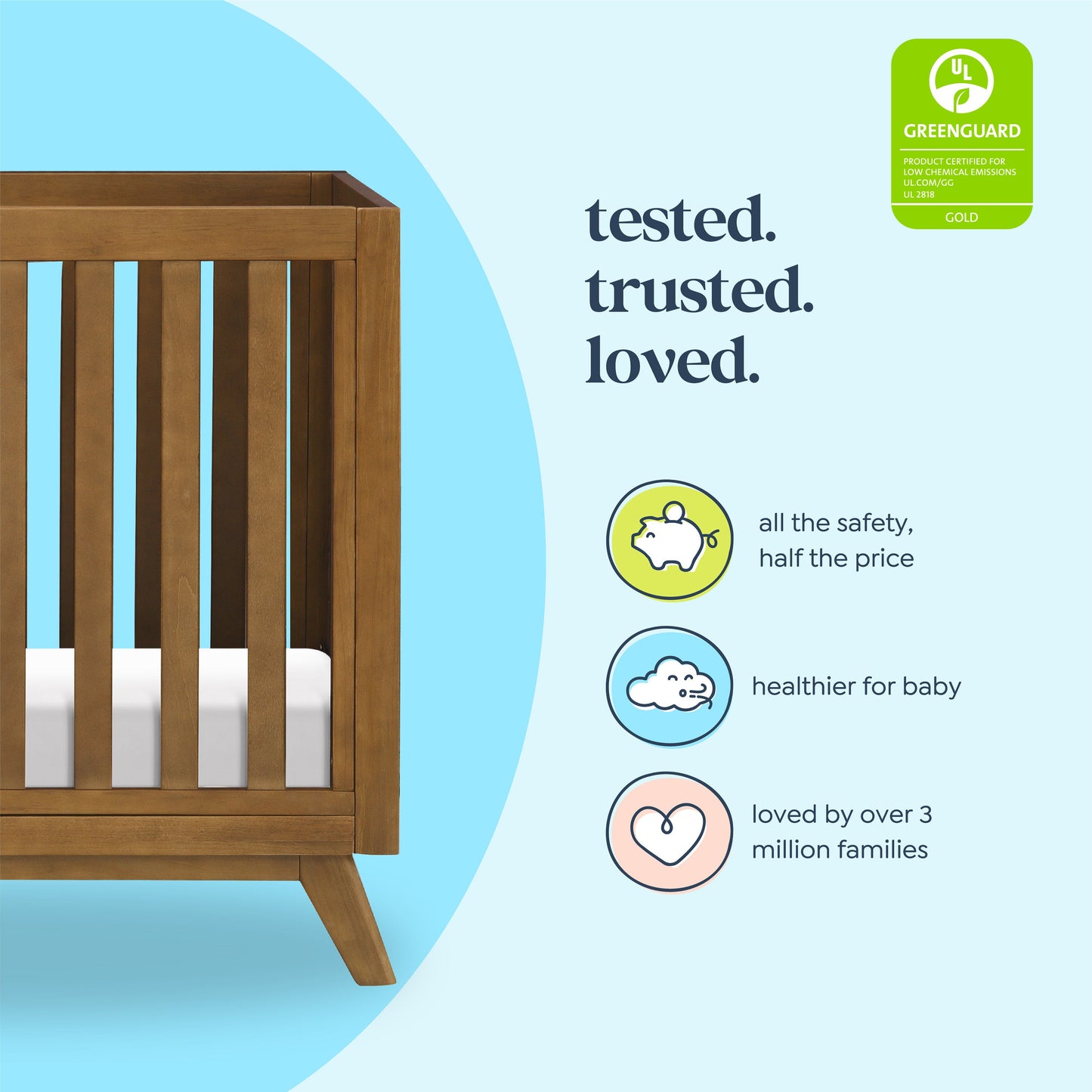 Otto 3-in-1 Convertible Mini Crib with 4 Mattress