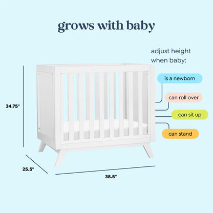 Otto 3-in-1 Convertible Mini Crib with 4 Mattress