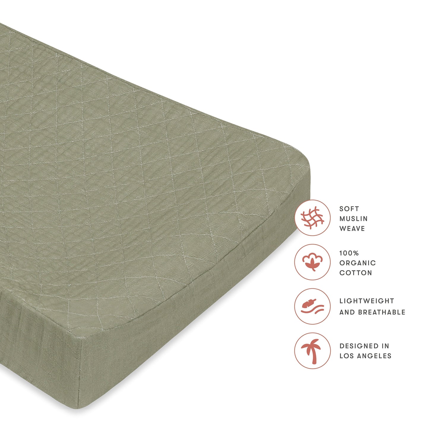 Quilted Changing Pad Cover in GOTS Certified Organic Muslin Cotton