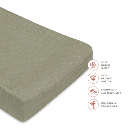 Quilted Changing Pad Cover in GOTS Certified Organic Muslin Cotton