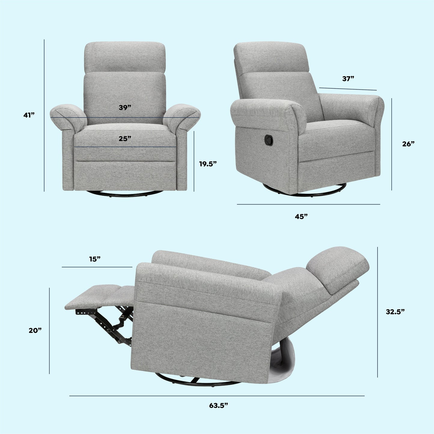 Suzy Flex Recliner and Swivel Glider | Adjustable Headrest and Armrests