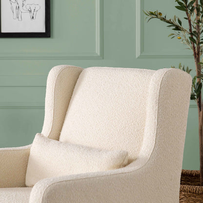 Adrian Swivel Glider with Storage Ottoman | Ivory Boucle fabric