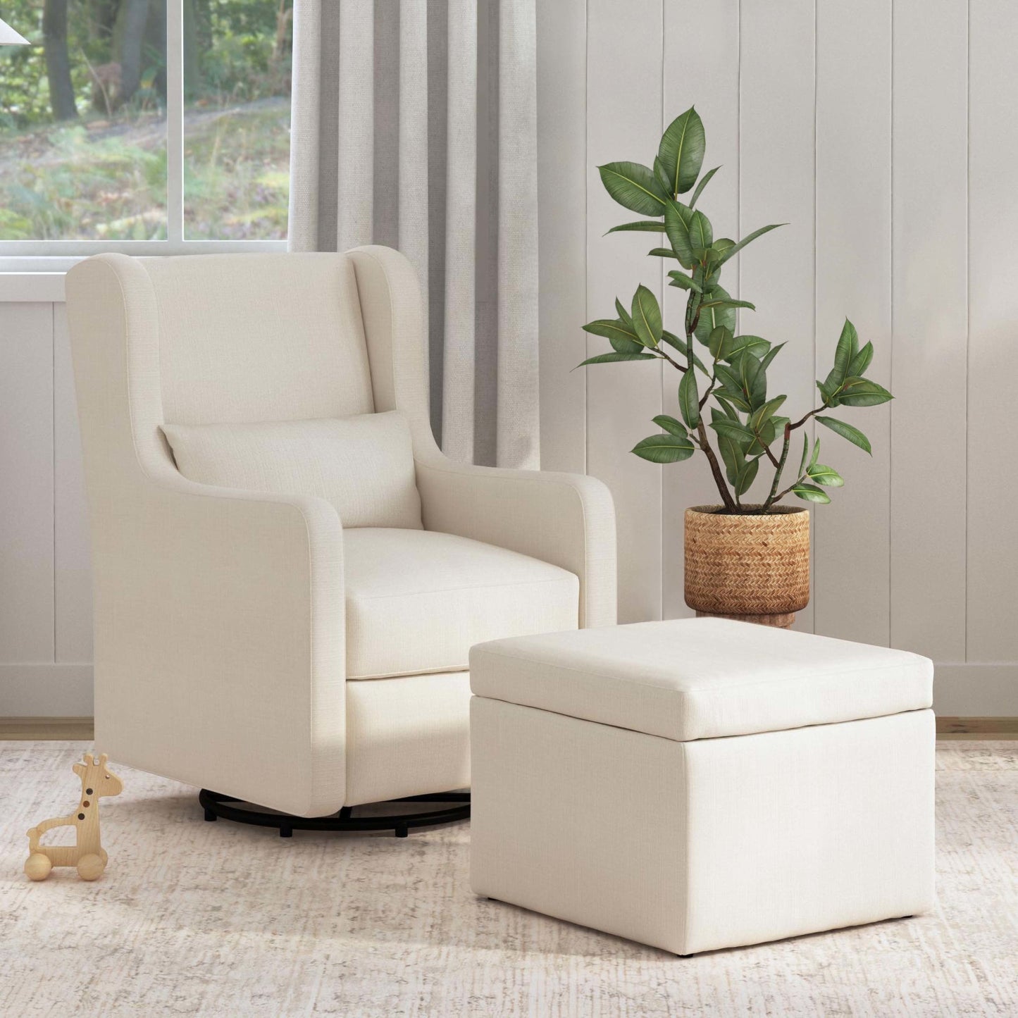 Adrian Swivel Glider with Storage Ottoman | Water Repellent & Stain Resistant fabric
