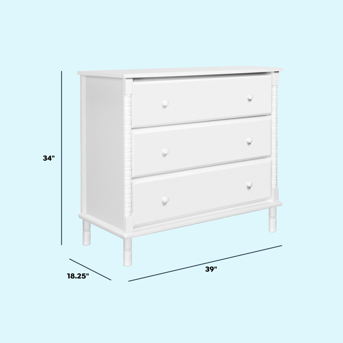 Jenny Lind Spindle 3-Drawer Dresser