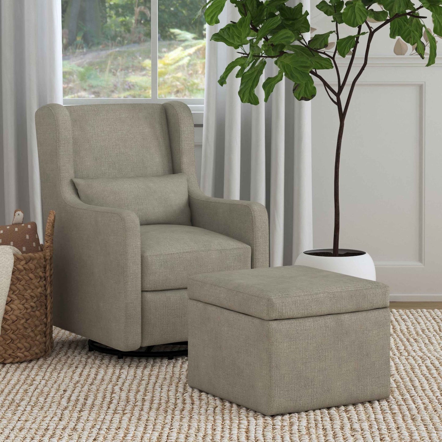 Adrian Swivel Glider with Storage Ottoman | Water Repellent & Stain Resistant fabric