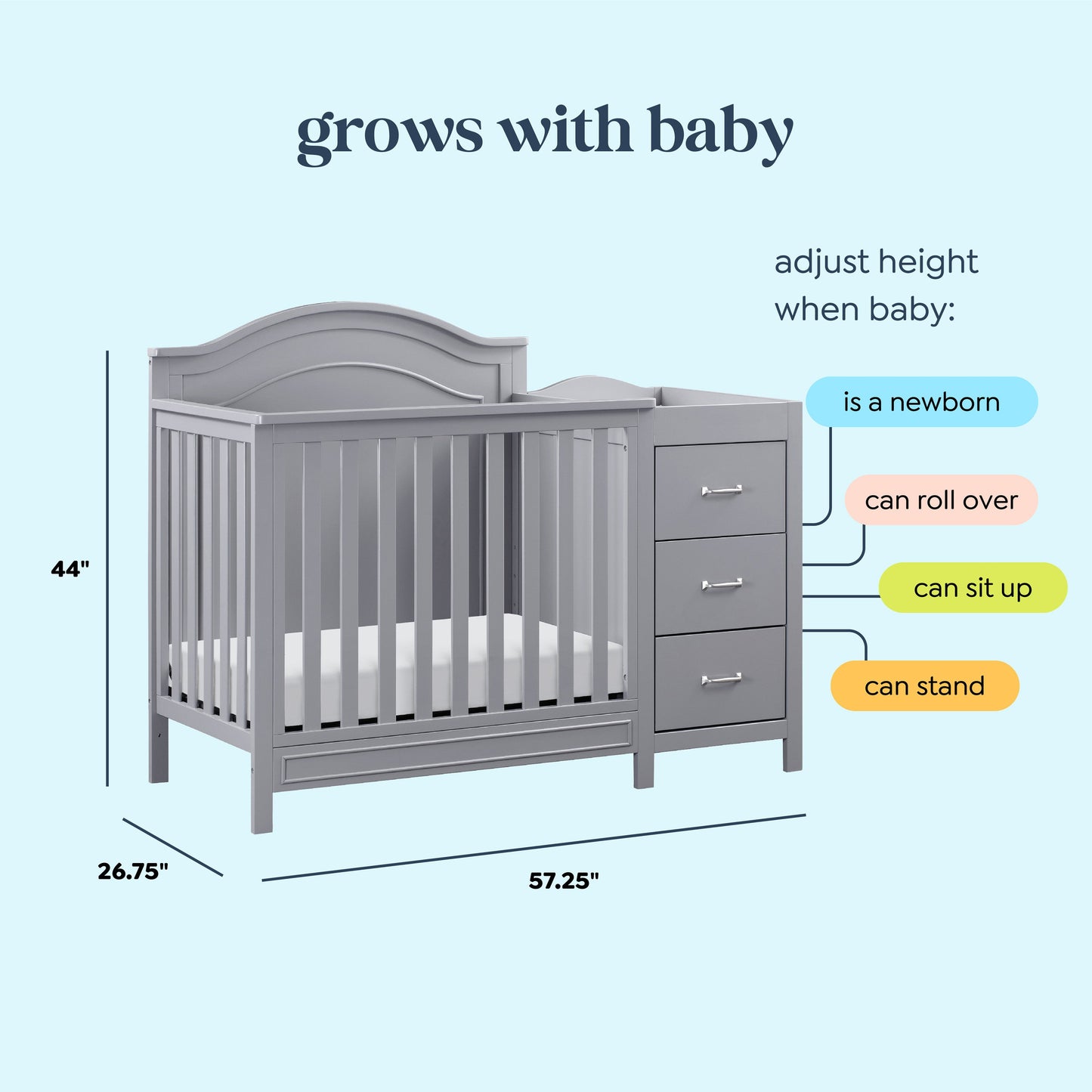 Charlie 4-in-1 Convertible Mini Crib & Changer