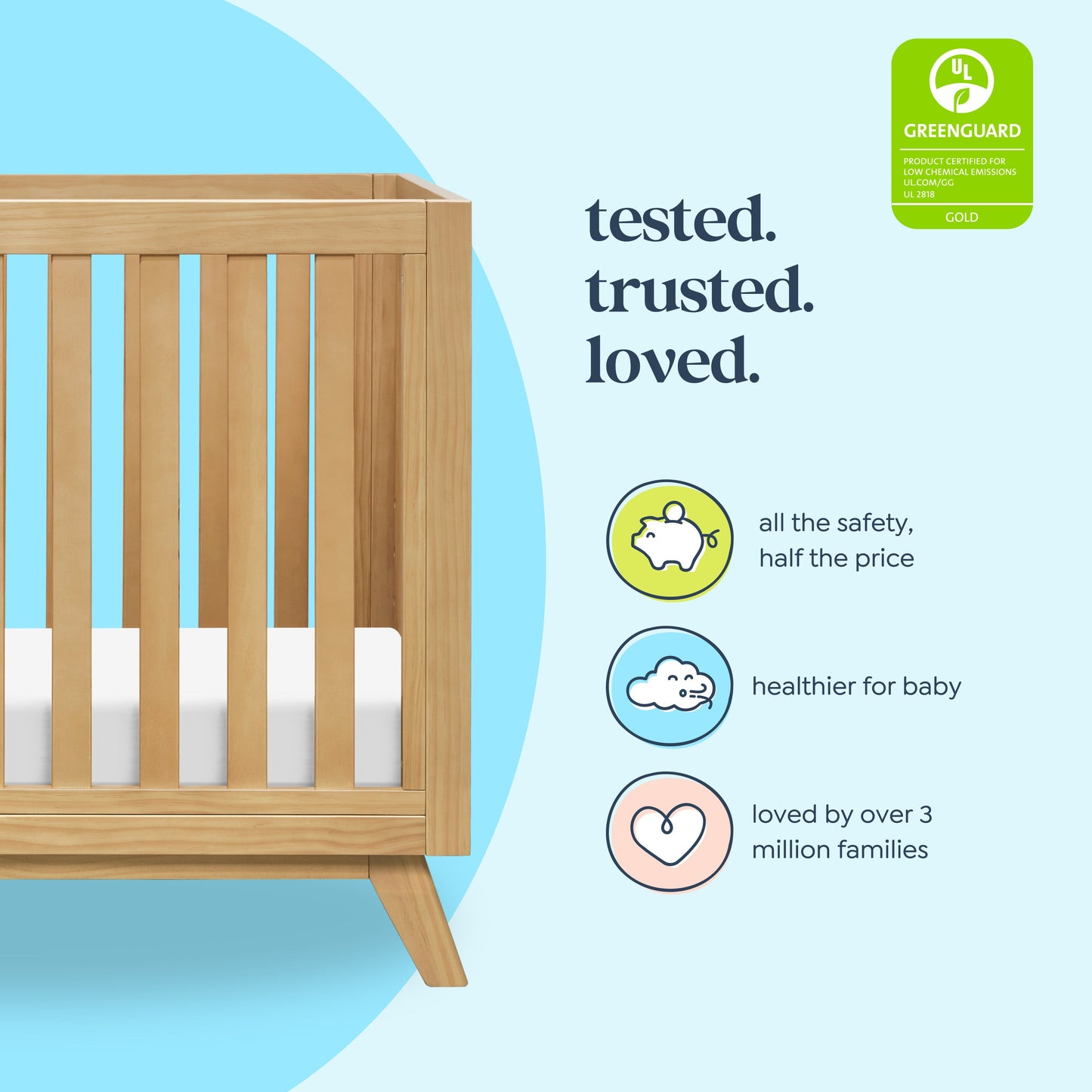 Otto 3-in-1 Convertible Mini Crib with 4 Mattress