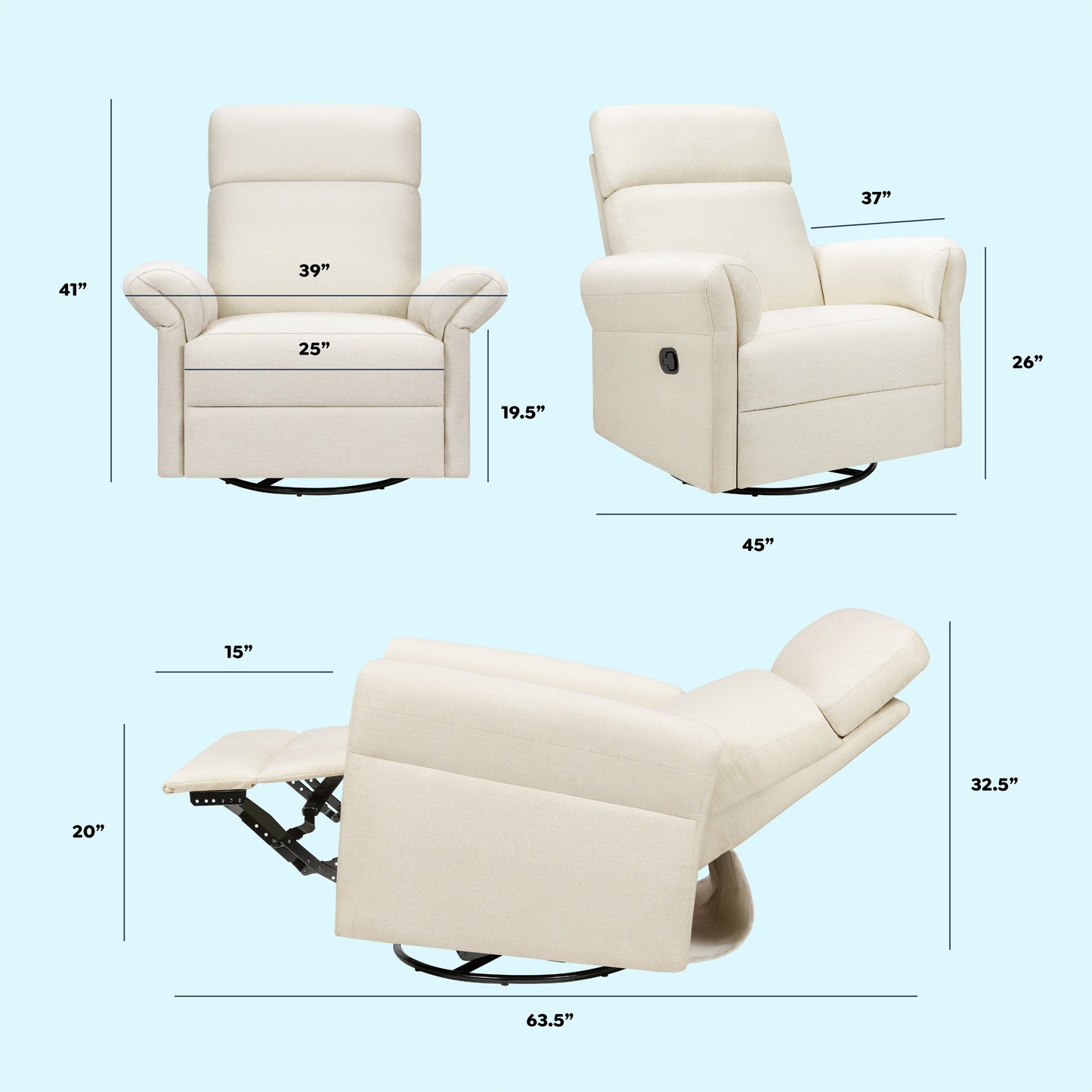 Suzy Flex Recliner and Swivel Glider | Adjustable Headrest and Armrests