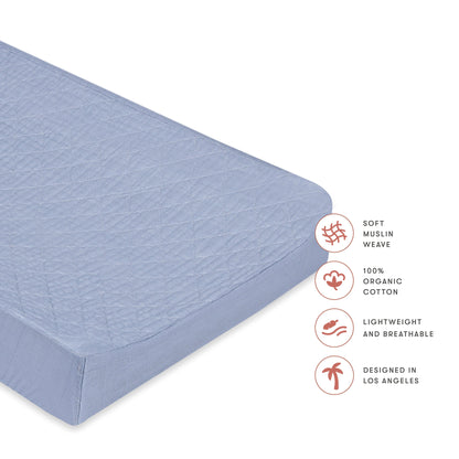 Quilted Changing Pad Cover in GOTS Certified Organic Muslin Cotton